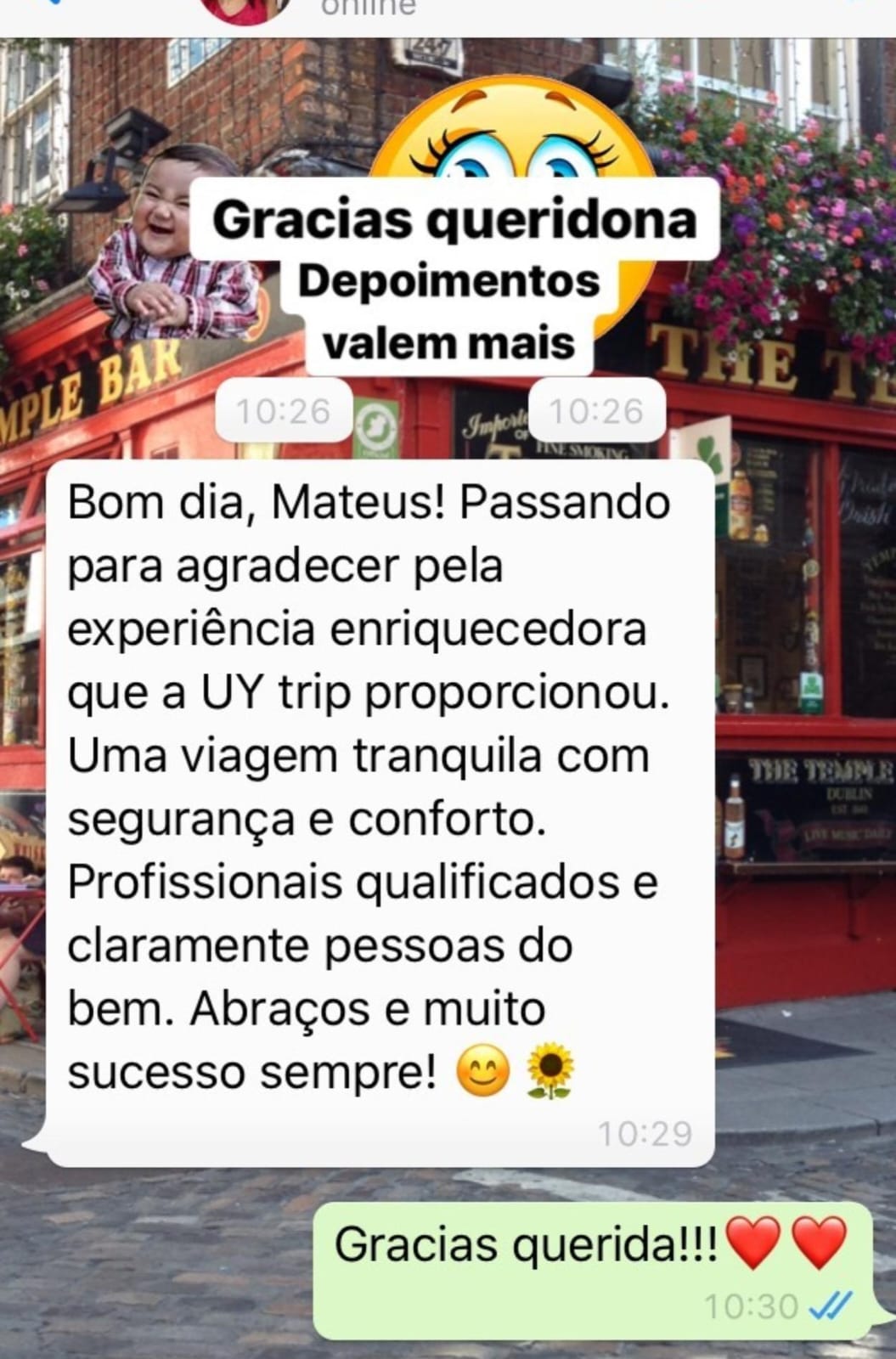 Print do depoimento de Cliente UY Trip